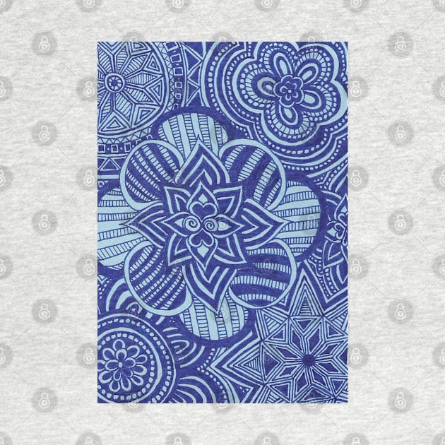 Cobalt Floral Snowflakes by AmyMinori